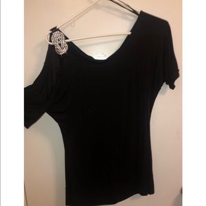 off the shoulder black blouse